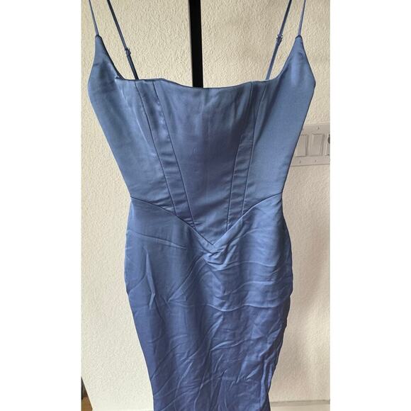 House of CB | BLUE | Olivette Satin Corset Maxi Dress - Picture 7 of 8